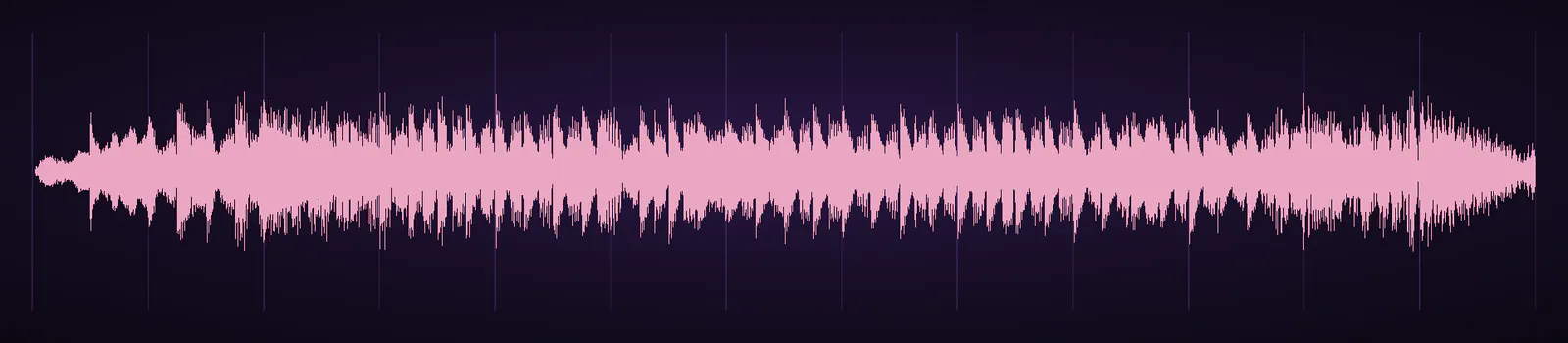 The spot's soundtrack drawn as a rose waveform across 26 seconds, with a faint line at every 2-second bar